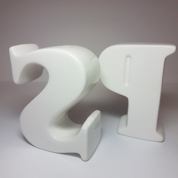Vintage Alphabet Letters Ceramic Salt and Pepper Shakers White - Picture 6 of 9